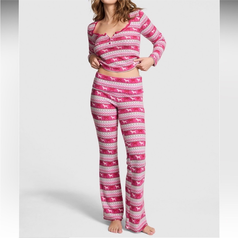 LoveShackFancy X PINK Waffle Knit Pajama Set